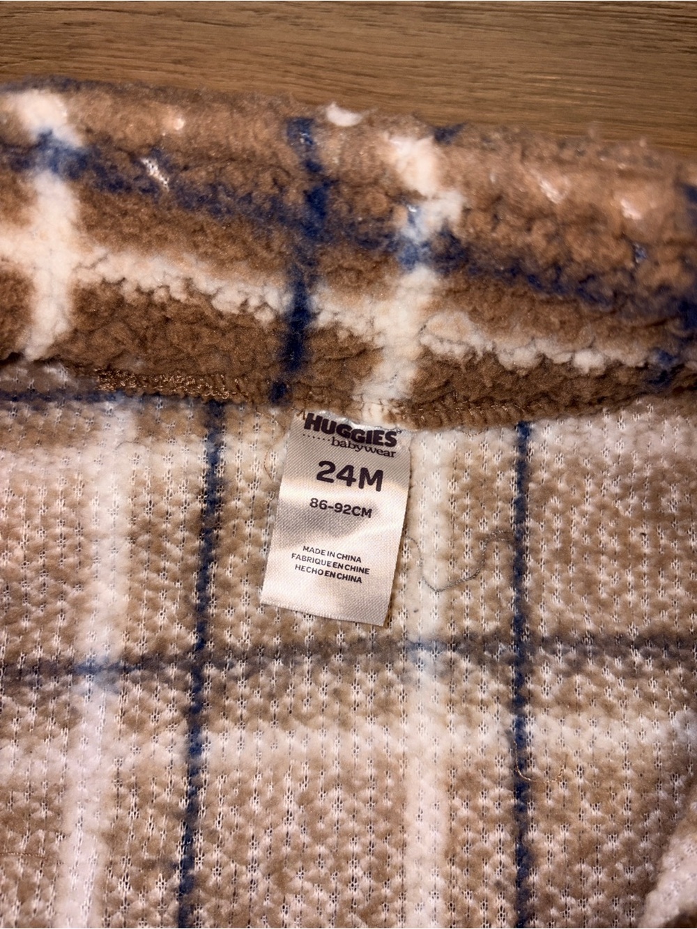 Huggies Plaid Teddy Sherpa Jacket - Brown & Cream - Picture 3 of 3